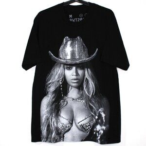 Black Graphic Tee with Silver Print